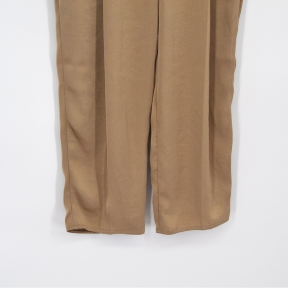 NEW Theory Pleated Carrot Trouser Pant Pull On Crushed Satin in Beige Women's 00 - Picture 6 of 9